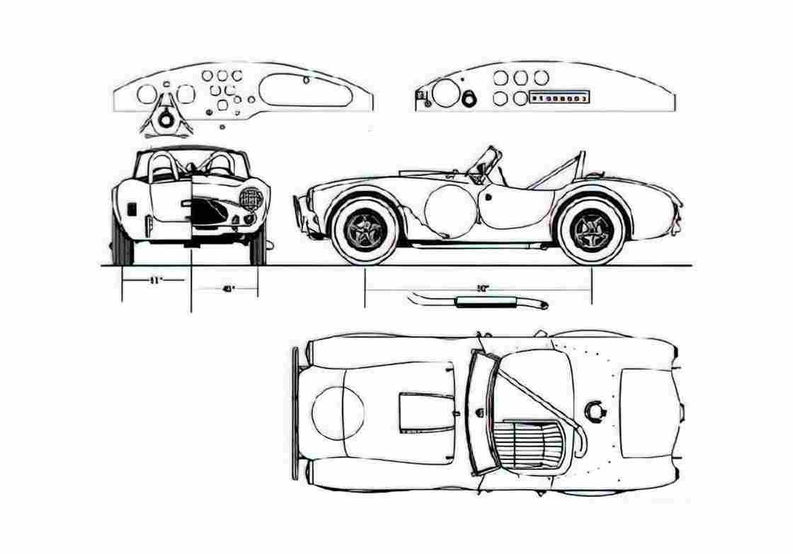 Blueprint shelby cobra 289 1963 01 A4 Photo Print