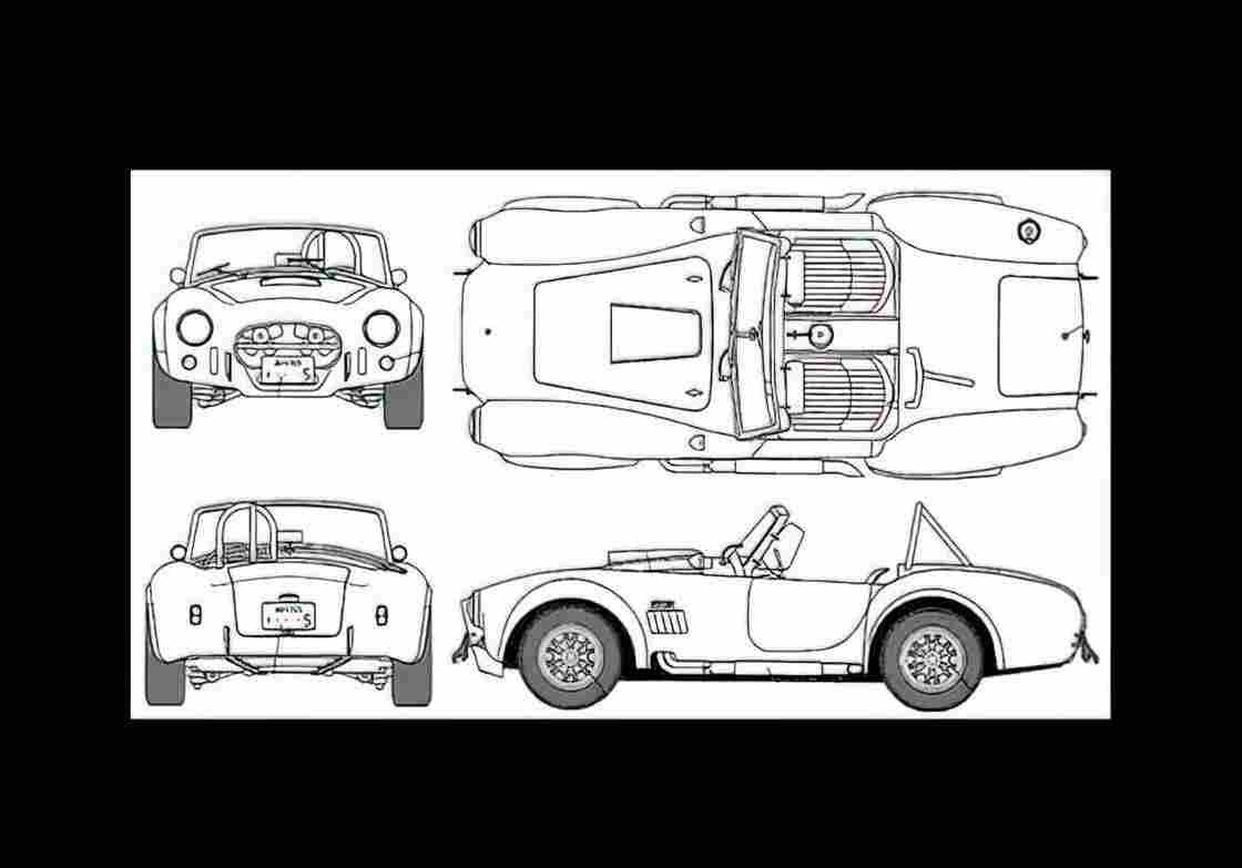 Blueprint shelby cobra 427 s 01 A4 Photo Print