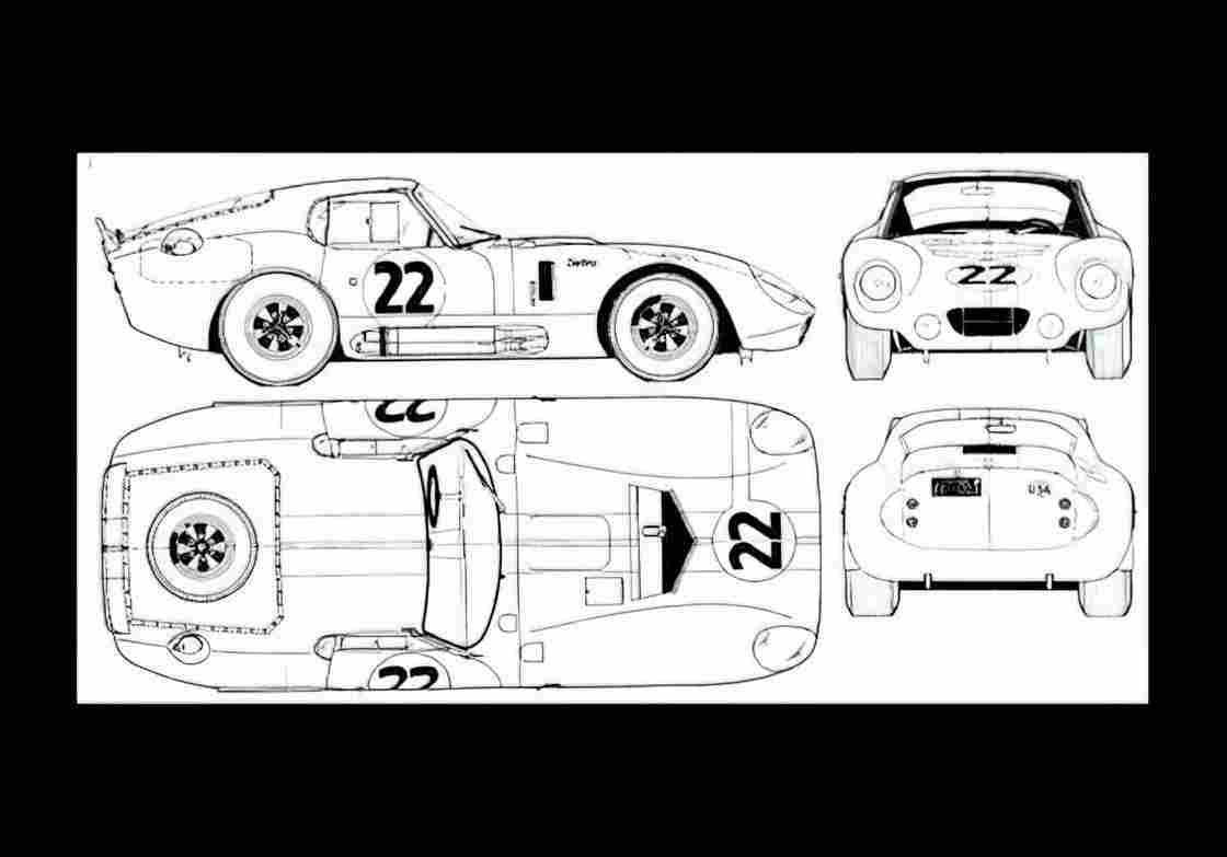 Blueprint shelby daytona cobra coupe 01 A4 Photo Print