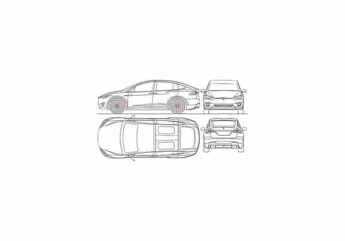 Blueprint tesla model x 2017 01 A4 Photo Print