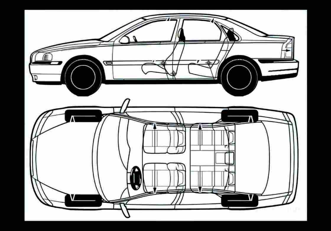 Blueprint volvo s80 01 01 A4 Photo Print