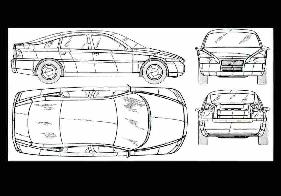 Blueprint volvo s90 01 01 A4 Photo Print