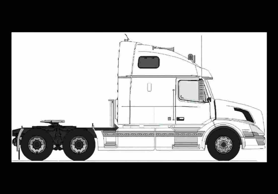Blueprint volvo vn 770 6x4 tractor unit 01 01 A4 Photo Print