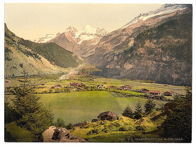 Blumlisalp mountain group Bernese Oberland Vintage A4 Photo Print