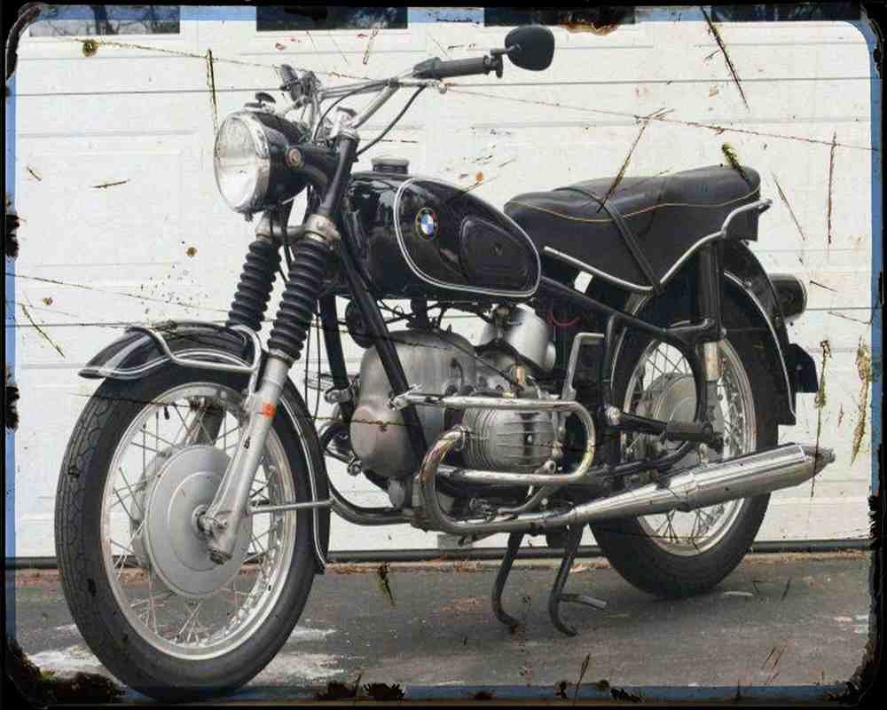 Bmw R 50Us Motorbike Vintage Aged A4 Photo Print
