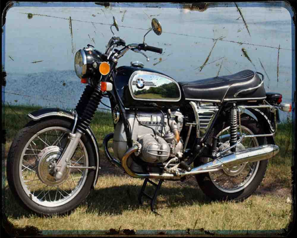 Bmw R75 5 73 Motorbike Vintage Aged A4 Photo Print