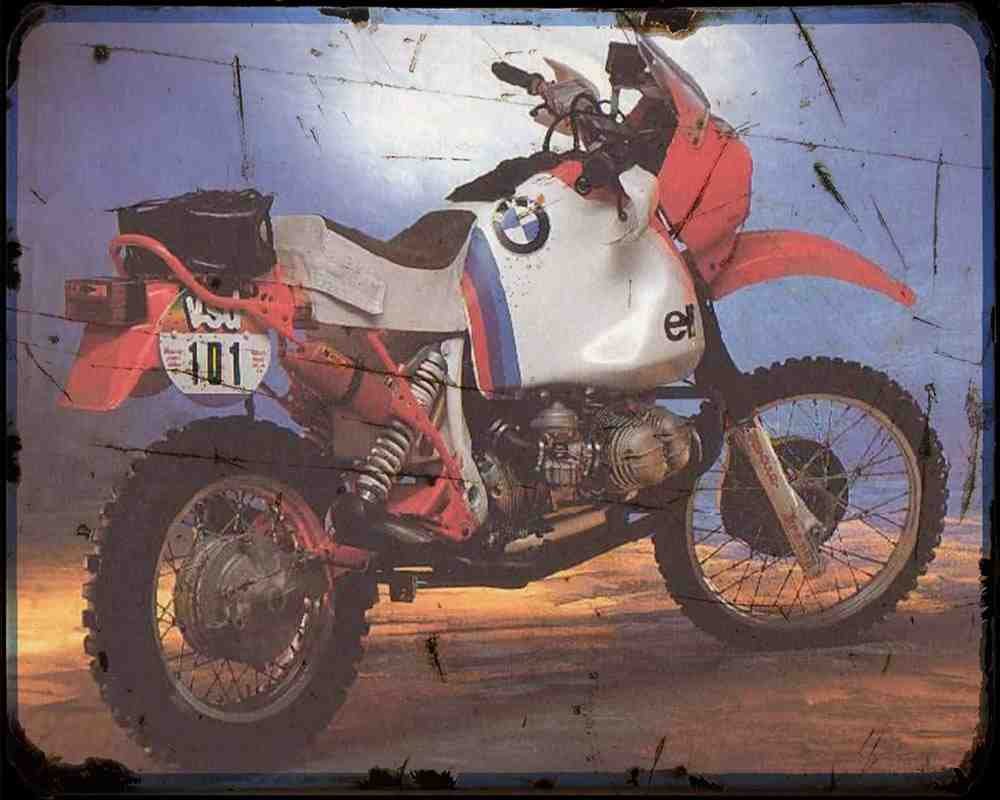 Bmw R80Gs Dakar 1 Motorbike Vintage Aged A4 Photo Print