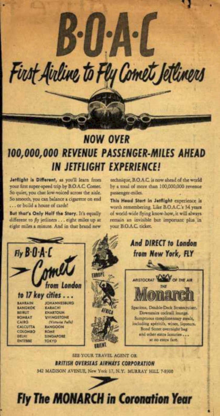 Boa Jetliner Monarch Vintage Retro Advert Ads A4 Photo Print