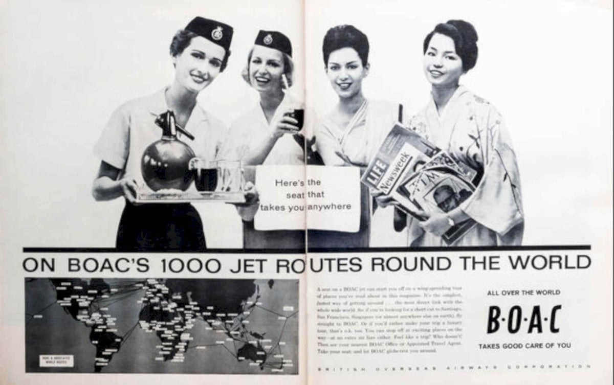 Boac Jet Routes Vintage Retro Advert Poster A4 Photo Print