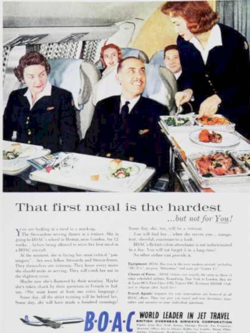 Boac Meal Flight Vintage Retro Advert Ads A4 Photo Print