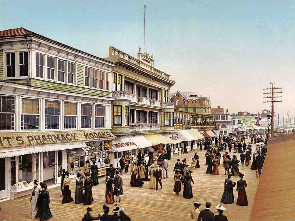 Board Walk Atlantic City 1900 Vintage A4 Photo Print