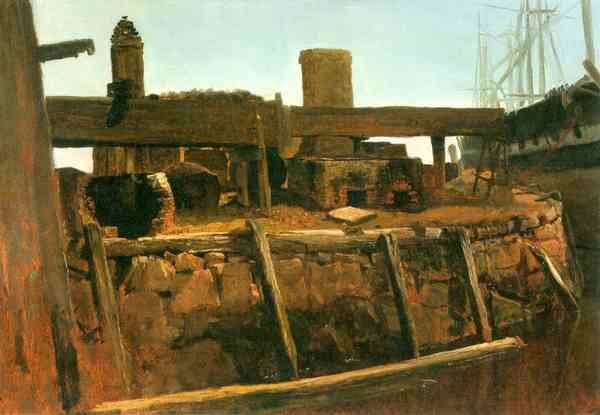 Boat at the dock by Bierstadt A4 Photo Print