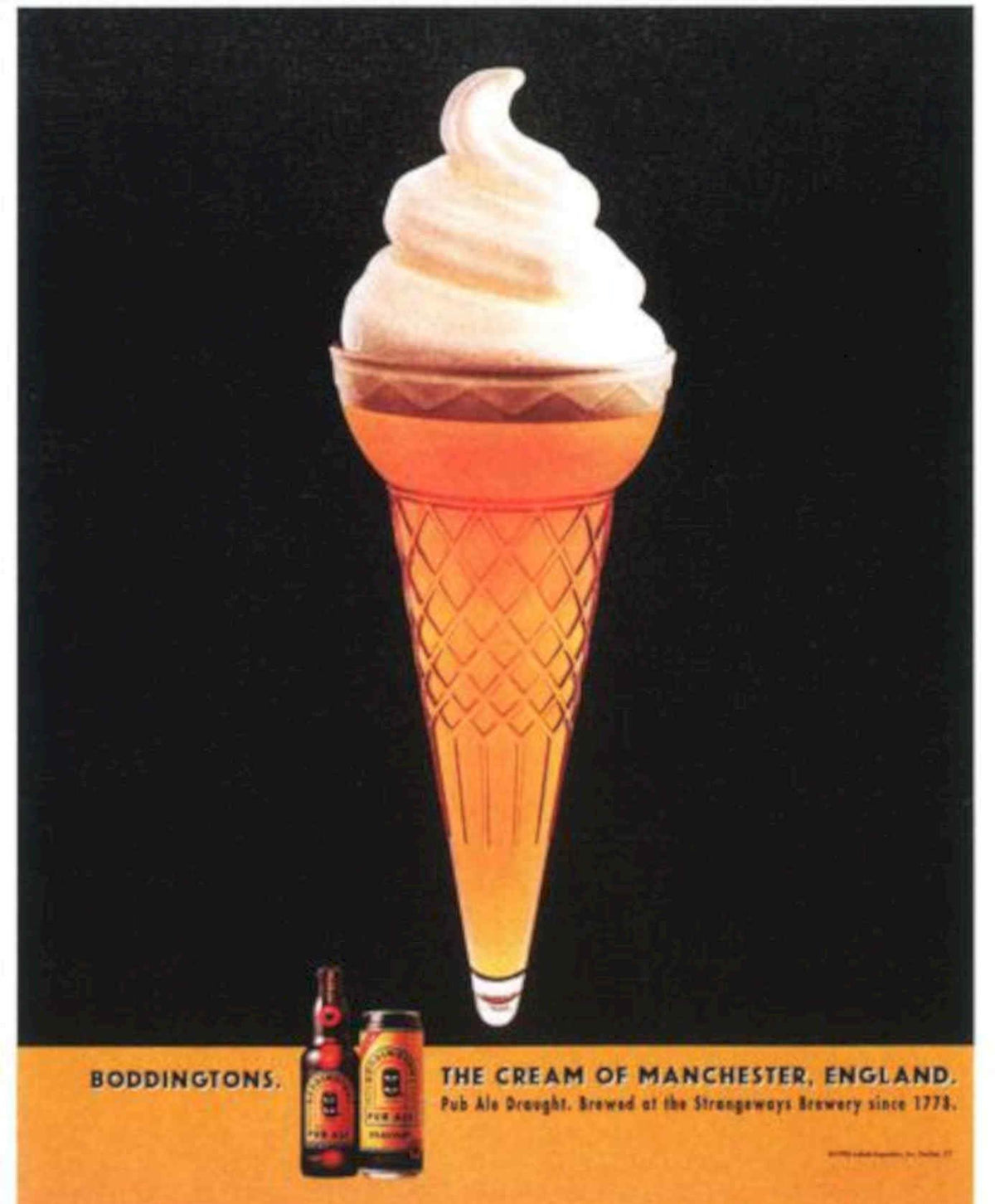 Boddingtons Beer Cone Vintage Retro Advert Poster A4 Photo Print