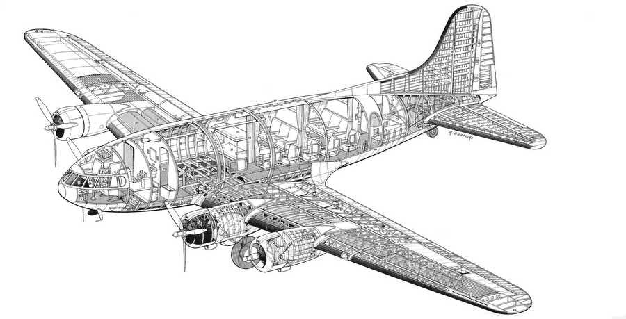 Boeing 307 Stratoliner2 cutaway A4 Photo Print