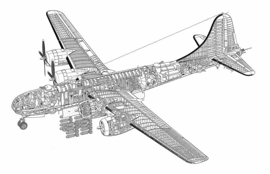 Boeing B 29 Superfortress cutaway A4 Photo Print