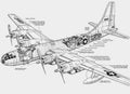 Boeing B 50 cutaway A4 Photo Print