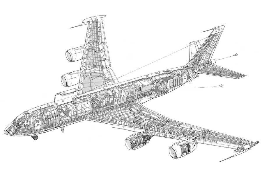 Boeing E 6 Mercury cutaway A4 Photo Print