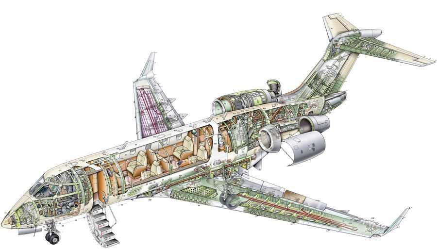 Bombardier Challenger 300 cutaway A4 Photo Print