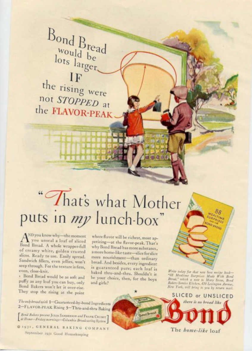 Bond Bread Lunchbox 2 Vintage Retro Advert Ads A4 Photo Print