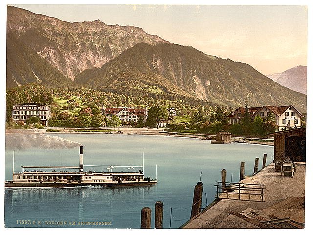Bonigen from Brienz Lake Bernese Oberland Vintage A4 Photo Print