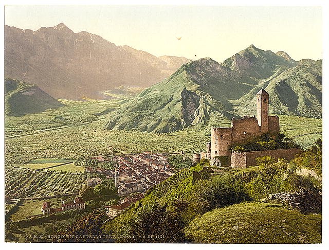 Borgo with Telvano Castle & Cima Dodici Tyrol Vintage A4 Photo Print