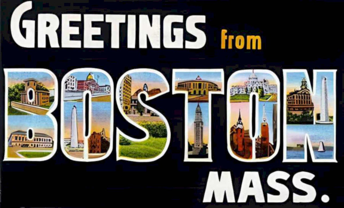 Boston Buildings Collage Vintage Retro Advert Ads A4 Photo Print