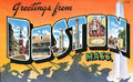 Boston Luggage Label Vintage A4 Photo Print