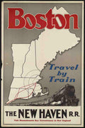 Boston New Haven Vintage Retro Advert Ads A4 Photo Print
