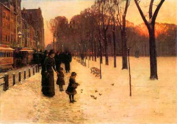 Boston in everyday twilight by Hassam Impressionism American A4 Photo Print