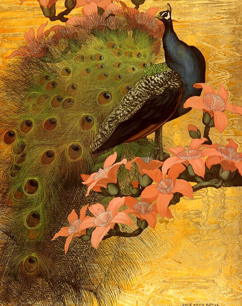 Botke Jessie Arms Blue Peacock Art A4 Photo Print