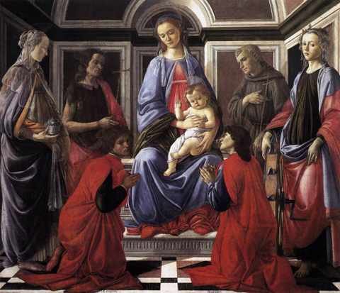 Botticelli Sandro MadonnAnd Child With Six Saints A4 Photo Print