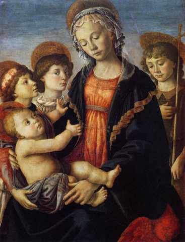 Botticelli Sandro The Virgin And Child With Two Angels A4 Photo Print