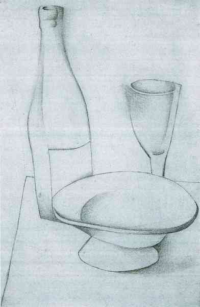 Bottle glass and fruit peel by Juan Gris Abstract Art A4 Photo Print