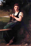 Bouguereau The Knitting Woman Art A4 Photo Print
