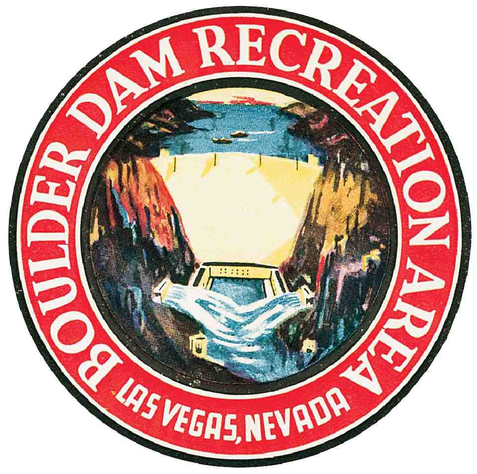 Boulder Dam Luggage Label Vintage A4 Photo Print