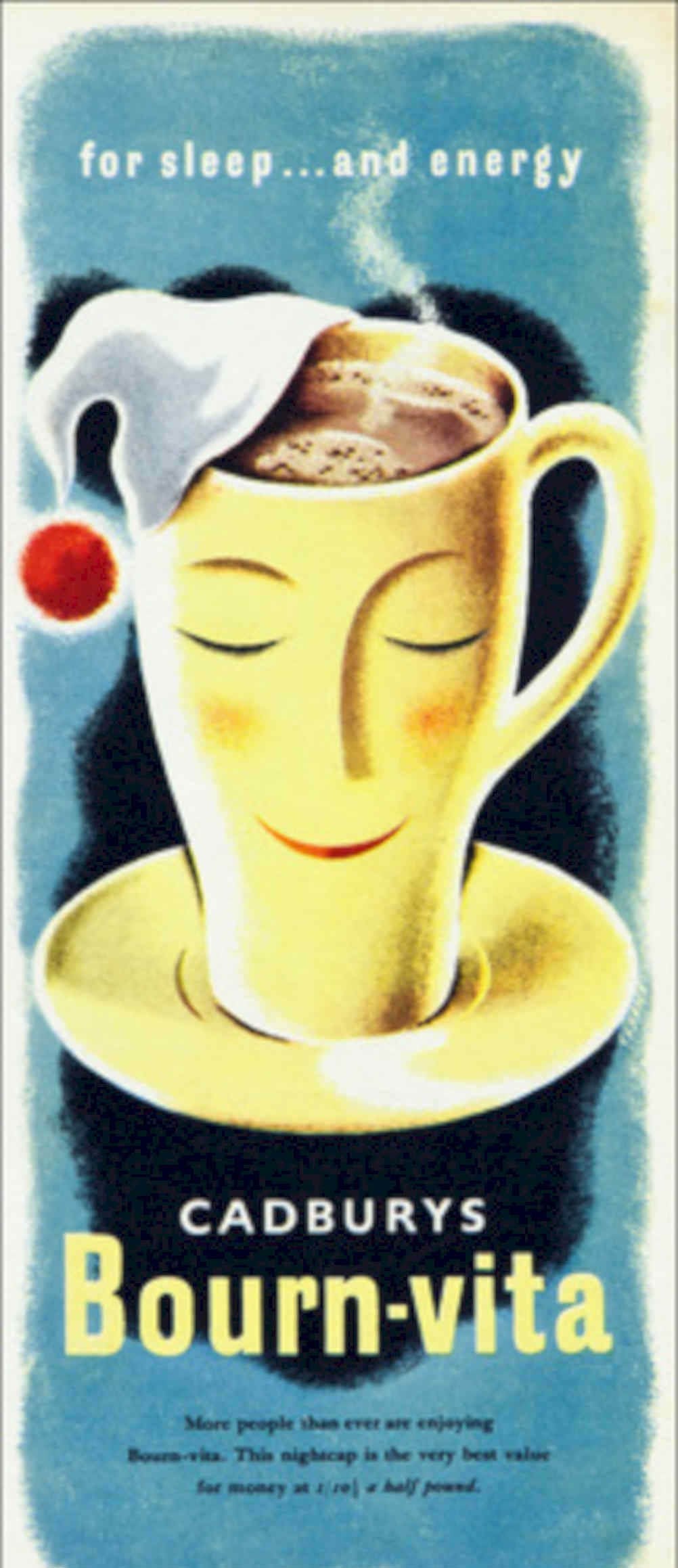 Bourn Vita Nightcaps Vintage Retro Advert Poster A4 Photo Print