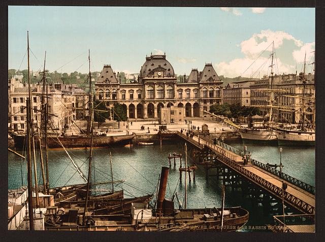Bourse and docks Havre Vintage A4 Photo Print