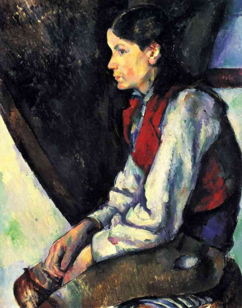 Boy With Red Vest Cezanne A4 Photo Print