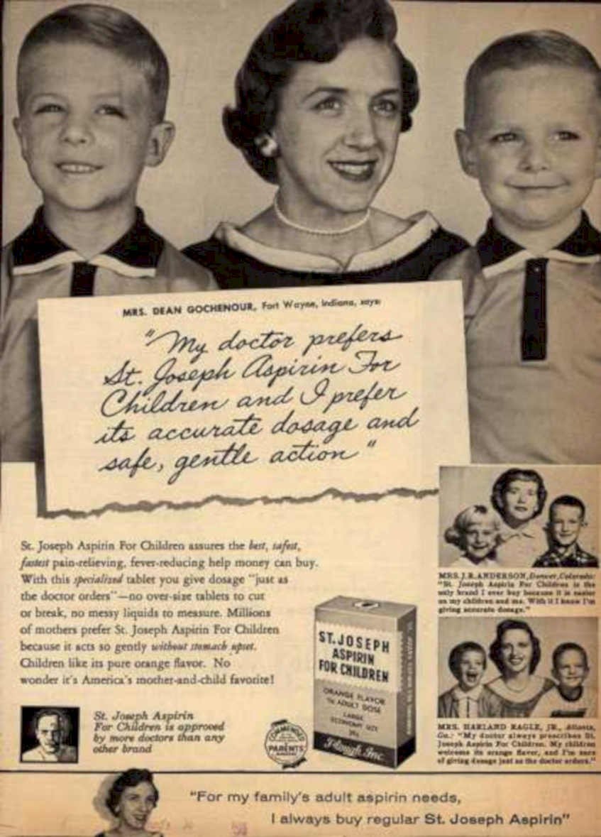 Boys Aspirin Family Vintage Retro Advert Ads A4 Photo Print