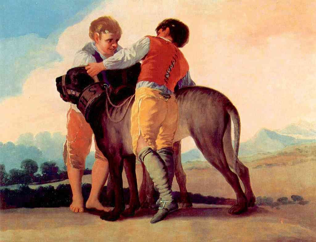 Boys With Blood Dogs Goya A4 Photo Print