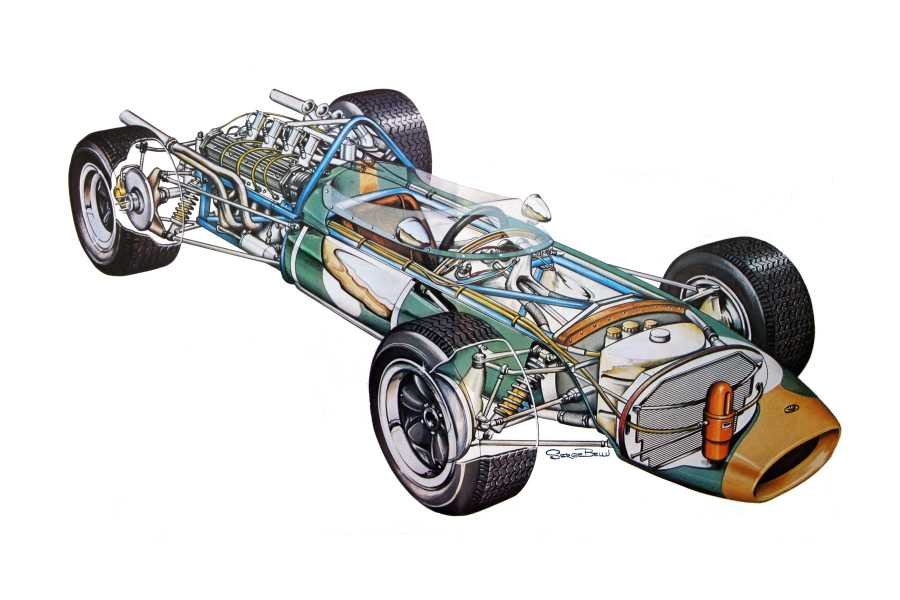 Brabham BT19 1966 cutaway A4 Photo Print