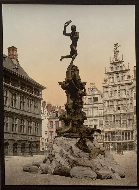 Brabo monument Antwerp Vintage A4 Photo Print