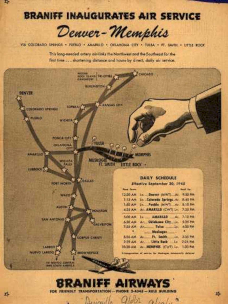 Braniff Flyer 1945 Vintage Retro Advert Ads A4 Photo Print