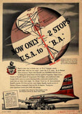 Braniff Globe Routes Vintage Retro Advert Ads A4 Photo Print