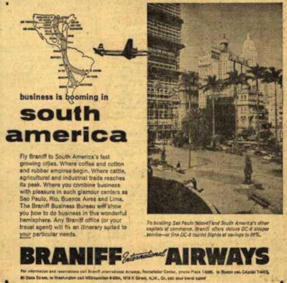 Braniff South America 1 Vintage Retro Advert Ads A4 Photo Print