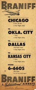 Braniff Timetable Flights Vintage Retro Advert Ads A4 Photo Print