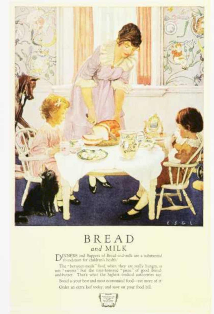 Bread Milk Child Vintage Retro Advert Ads A4 Photo Print