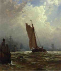 Bricher Alfred Thompson New York Harbor With The Brooklyn Bridge Under Construction A4 Photo Print