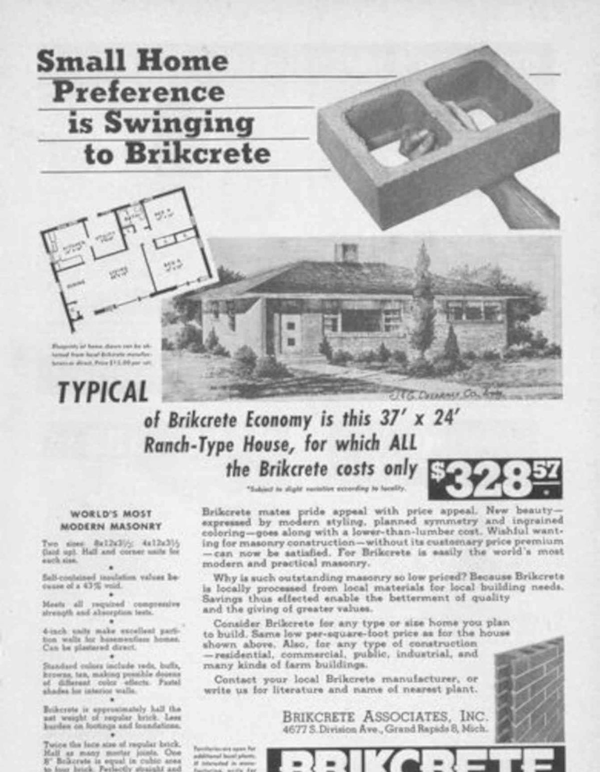 Brickrete Ranch House Vintage Retro Advert Poster A4 Photo Print