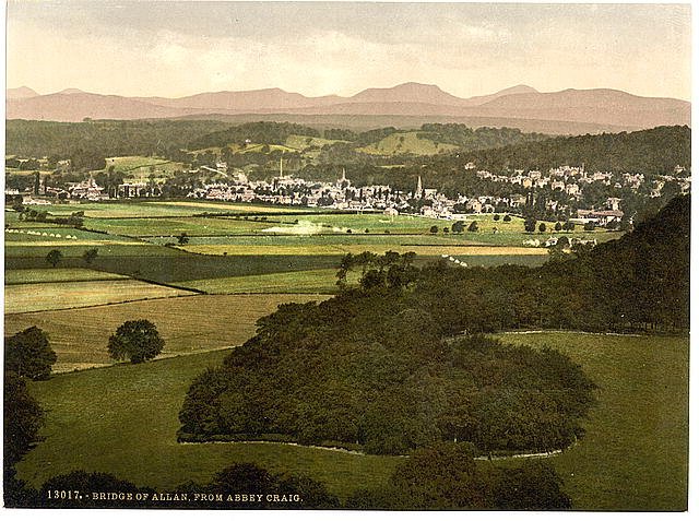 Bridge of Allan from Abbey Craig Vintage A4 Photo Print